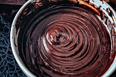 Close-Up of chocolate mousse making