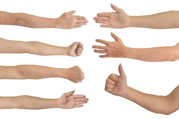 istock Multiple male hand gestures isolated on white background. with clipping path 1163070396