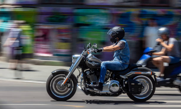 Motorcycle chopper in Bucharest stock photo