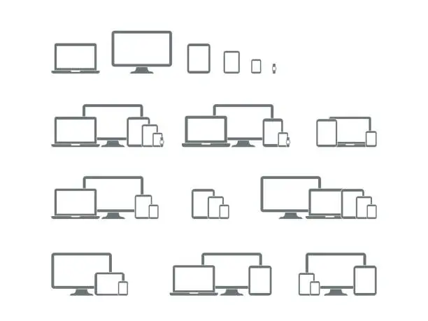 Vector illustration of Digital devices icons