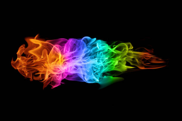 istock abstract colorful Fire flames on black background 1163085629