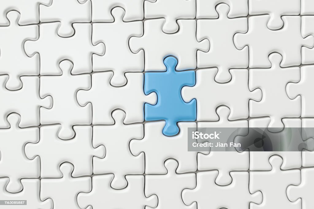Blank Puzzles Arranged Neatly With White Background 3d Rendering Stock  Photo - Download Image Now - iStock