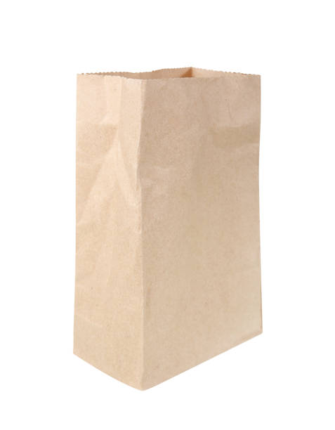 istock Brown Paper Bag Lunch with Copy Space Isolated on White Background. 1163089543