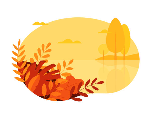 秋の自然風景バナーテンプレート - autumn leaf frame decoration点のイラスト素材／クリップアート素材／マンガ素材／アイコン素材