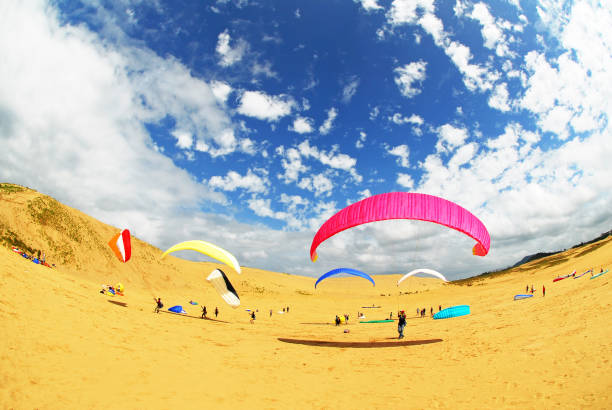 istock Paqagliding at Tottori sand dunes 1163091533