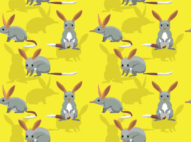 ilustrações, clipart, desenhos animados e ícones de papel de parede de fundo sem costura bonito bilbies cartoon - bilby