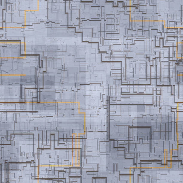 istock Spaceship hull texture or pattern. Seamless SciFi Panels. Futuristic illustration 1163094191
