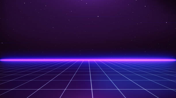 istock Retro Sci-Fi Background Futuristic landscape of the 80`s. Digital Cyber Surface. Suitable for design in the style of the 1980`s 1163099295