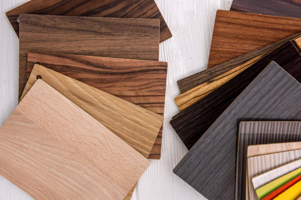 istock Wooden sampler of surfaces close up . 1163105404