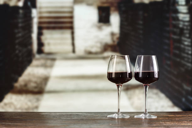 istock red wine in glasses in the cellar, wine tasting 1163108785
