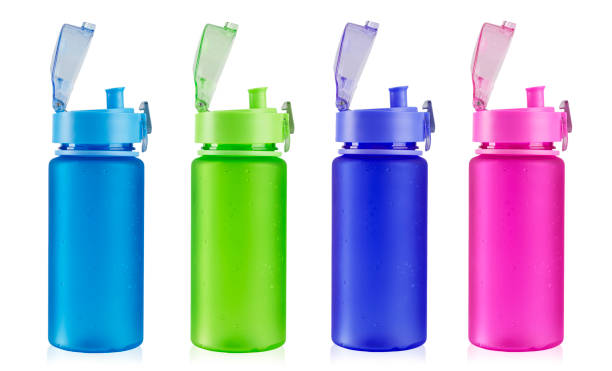 istock colored water bottle for a cyclist on a white background. isolated. with the lid open. 1163108855