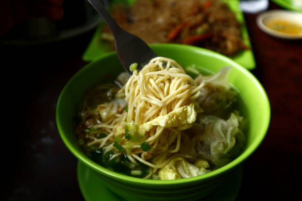 istock Freshly cooked wanton noodle soup 1163109614