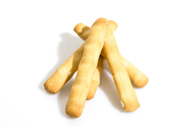 Salty breadsticks isolated in a white background composition