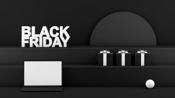 3d staircase, podium, product stand, black friday concept - black ladder white staircase imagens e fotografias de stock