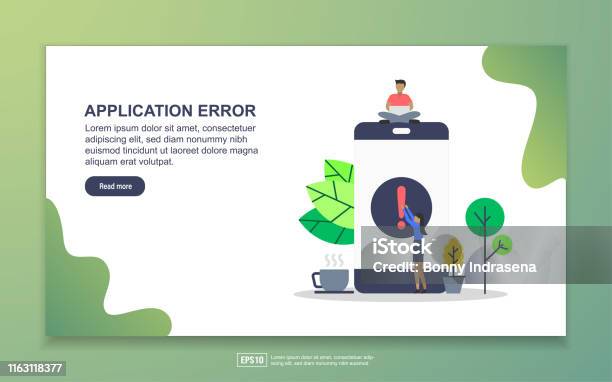Application Problem Sign Vector Illustration Of Application Error Concept With Tiny People ...