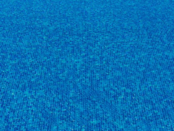 surface of blue swimming pool, background of water stock photo