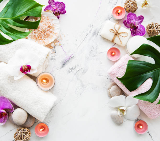 istock Natural spa ingredients with orchid flowers 1163121522