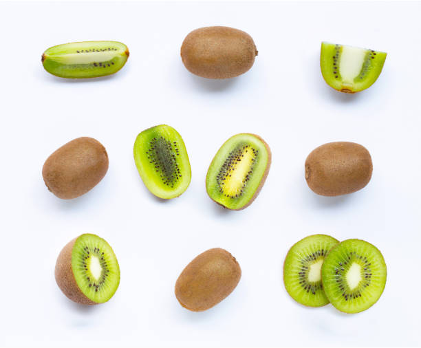 istock Kiwi fruit with slices isolated on white. 1163121634