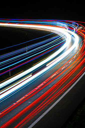 lights of cars with night. Long exposure
