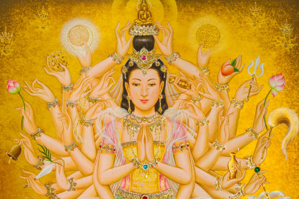 malarstwo guanyin buddy. - buddha thailand spirituality wisdom zdjęcia i obrazy z banku zdjęć