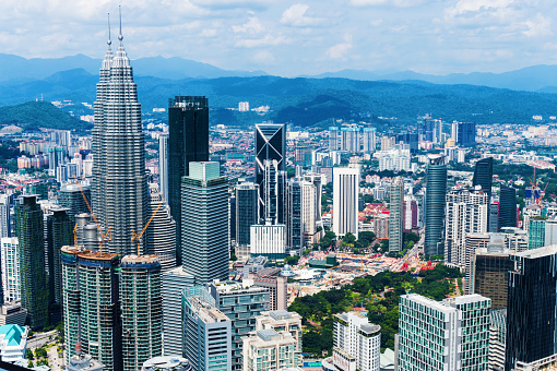 Kuala Lumpur city skyline with modern skyscrapers, Malaysia