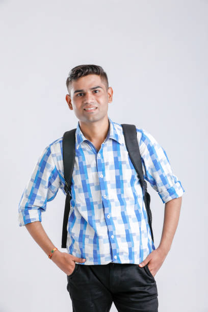 Indian college boy with bag