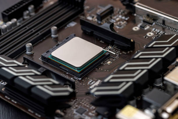 istock Cpu of personal computer top view at motherboard 1163133961