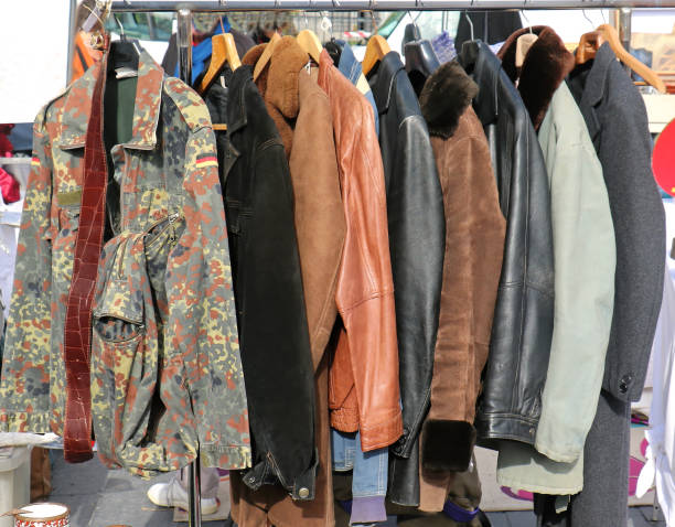 istock Winter jackets sold on flea market 1163137348