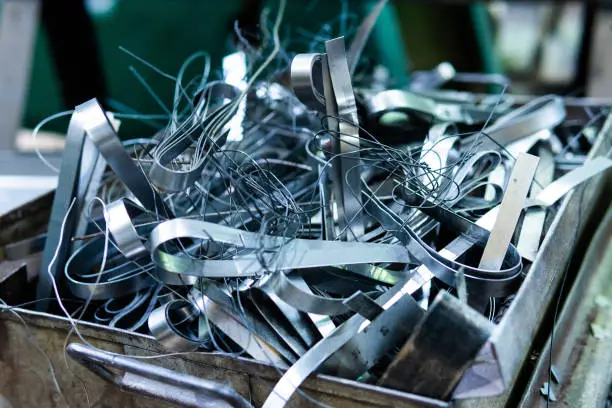 The steel waste,metal pile,stainless steel rubbish,stacked together,prepare for recycle and reused