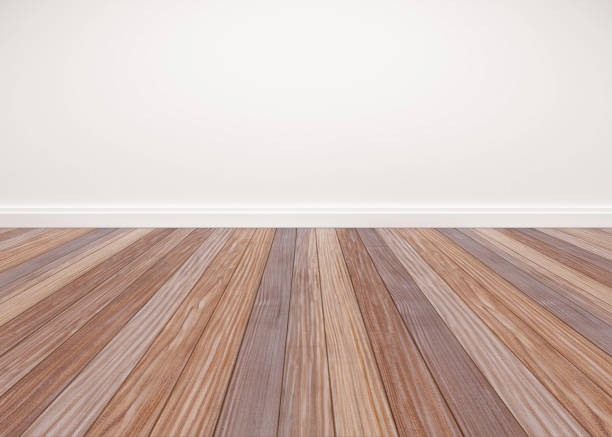 istock Oak wood floor with white wall, empty living room 1163139856