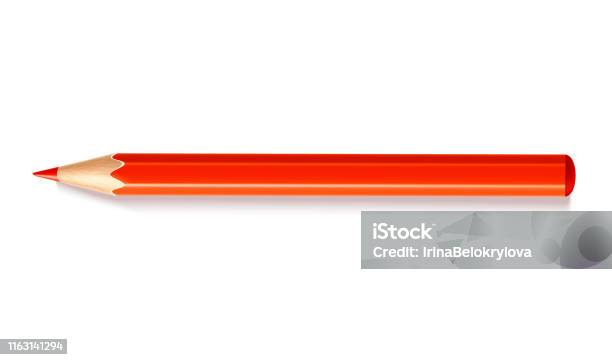 Red Drawing Tools Vector Realistic Red Pencil With Eraser Drawing Stock Illustration ...