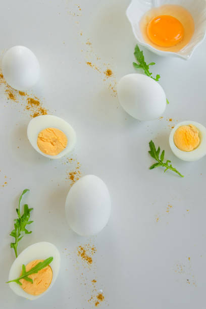 istock Eggs background. Healthy eating concept, energy ingredients 1163145234