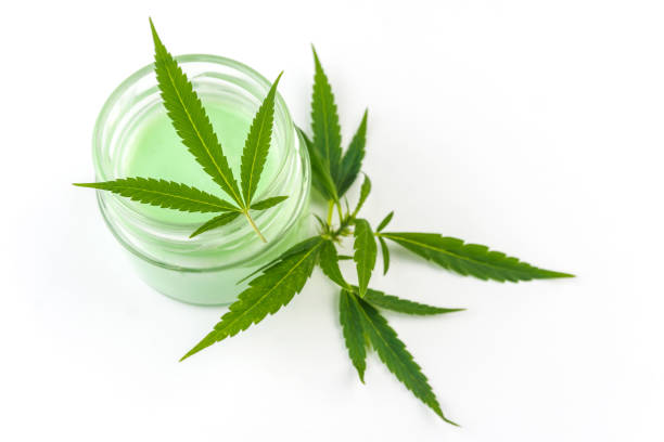 istock CBD Cannabis Hemp topical cream and balm with cannabis leaf isolated 1163145255