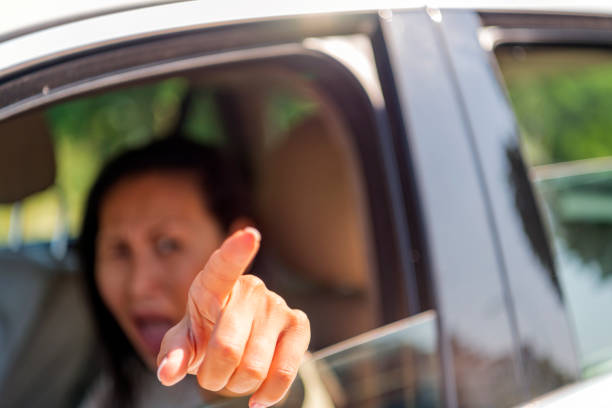 istock Side profile angry female driver. Negative human emotions face expression 1163149139