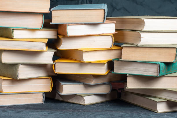 istock Book stack in the library room, back to school concept 1163151797