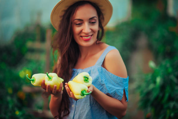 Female Gardener Picking Fresh Organic