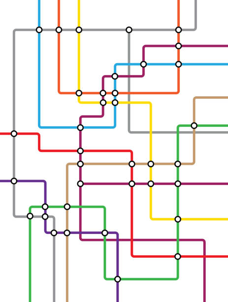 ilustraciones, imágenes clip art, dibujos animados e iconos de stock de mapa del metro. esquema de cuadrícula vectorial de transporte urbano. metro mapa subterráneo. - london underground