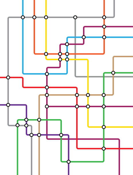 illustrazioni stock, clip art, cartoni animati e icone di tendenza di mappa della metropolitana. schema di rete vettoriale di trasporto della città. mappa sotterranea della metropolitana. - london underground