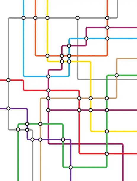 Vector illustration of Subway tube map. City transportation vector grid scheme. Metro underground map.