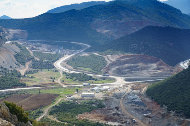 istock Road construction site aerial view 1163155727