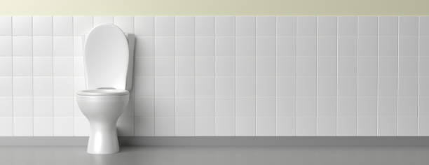 istock Toilet bowl on white background, banner. 3d illustration 1163155786