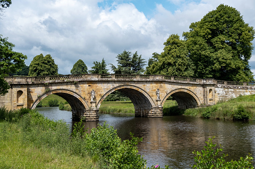 Chatsworth bridge over the River Derwent,  This three arch bridge was completed in 1761