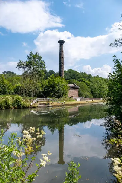 Former steam driven pump house alongside the Cromford canal  in Derbyshire, UK.   The pumpp was used to pump water from the nearby river Derwent and into the canal