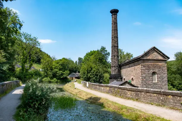 Former steam driven pump house alongside the Cromford canal  in Derbyshire, UK.   The pumpp was used to pump water from the nearby river Derwent and into the canal