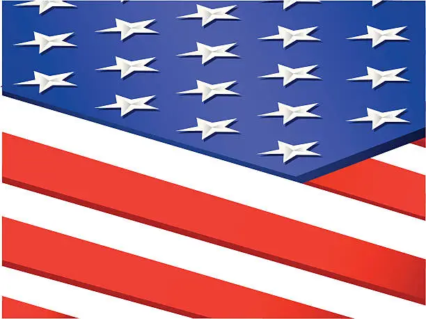 Vector illustration of American Flag 3D