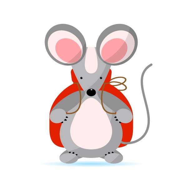 istock Cute mice and bag with gift isolated on white background. 1163163123