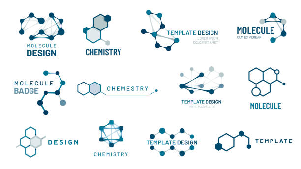 ilustraciones, imágenes clip art, dibujos animados e iconos de stock de insignia de molécula hexagonal. estructura molecular, cuadrículas moleculares y moléculas hexágonos químicas conjunto vectorial - formula chemistry vector molecular structure