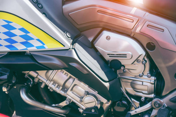 istock Engine motorbike. Motorcycle engine close-up detail background 1163166389