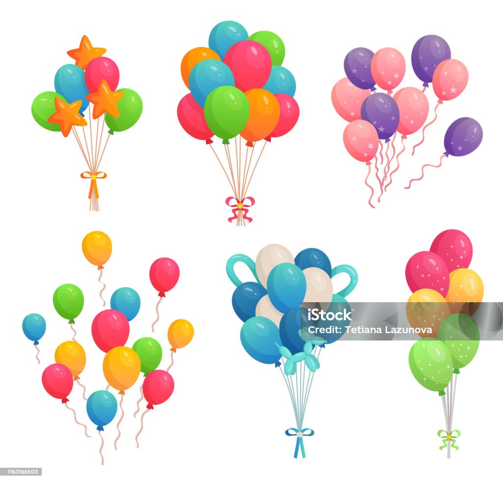 houd er rekening mee dat Omgeving Volharding Cartoon Verjaardag Ballonnen Kleurrijke Lucht Ballon Feestdecoratie En  Vliegende Helium Ballonnen Op Linten Vector Illustratie Set  Stockvectorkunst en meer beelden van Ballon - iStock