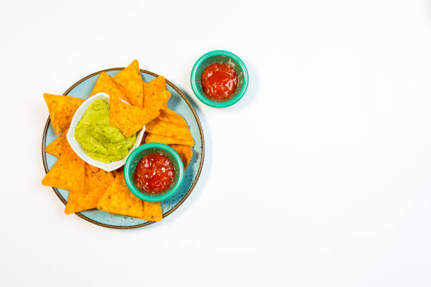 istock Nachos with guacamole on a white background. . 1163168865